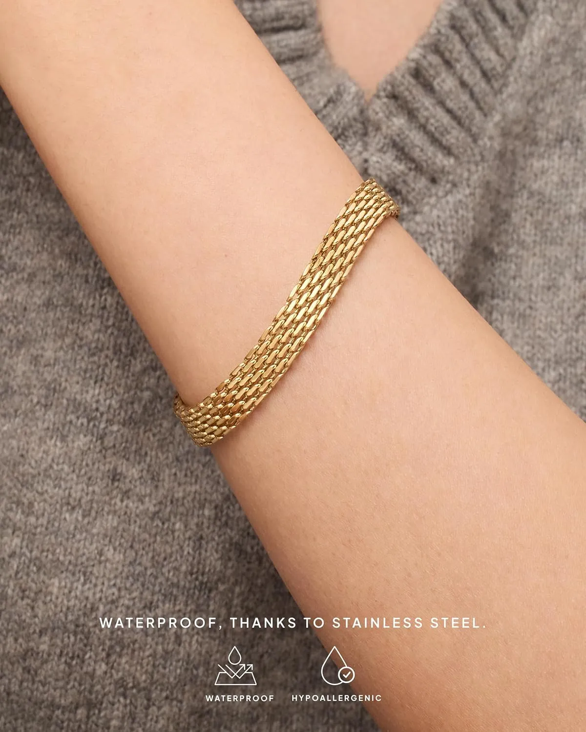 PAVOI 14K Gold Plated Chunky Chain Adjustable Bracelet for Women | Stainless Steel Lightweight Trendy Chain Bracelet