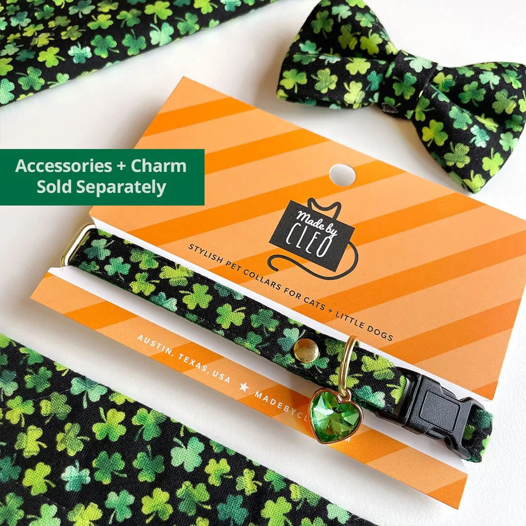 Pet Bow Tie - "Lucky Charmer" - St. Patrick's Day Cat Bow Tie / Irish, Shamrocks / For Cats   Small Dogs (One Size)
