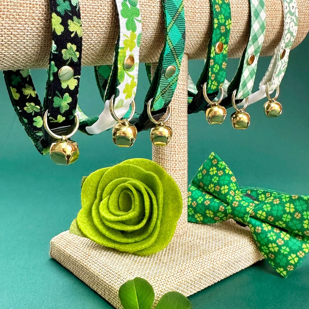 Pet Bow Tie - "Lucky Charmer" - St. Patrick's Day Cat Bow Tie / Irish, Shamrocks / For Cats   Small Dogs (One Size)