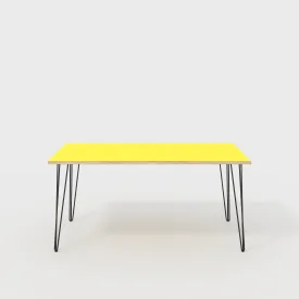 Plywood Table with Black Hairpin Legs - Formica Chrome Yellow - 1600(w) x 800(d)