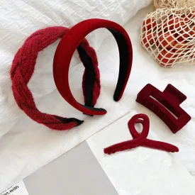 Red Plush Twist Retro Hair Accessories