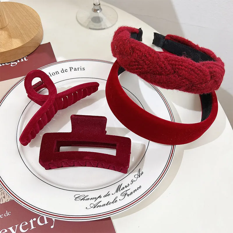 Red Plush Twist Retro Hair Accessories