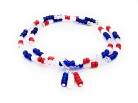 Red White and Blue Ankle Bracelet, Seed Bead Anklet, 4th of July Summer Anklet, Multi Layer