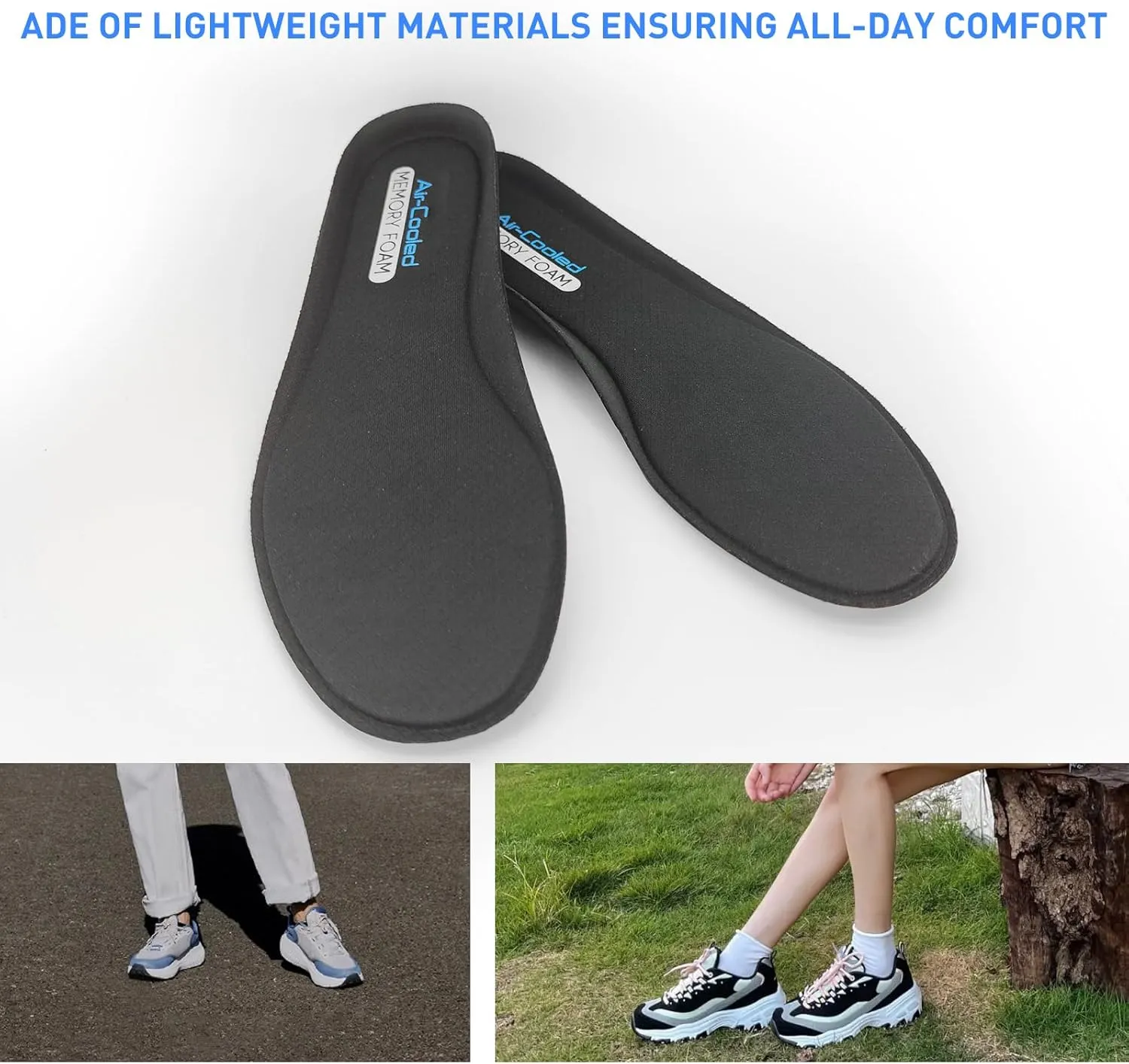 Replacement Shoe Insoles for Skechers Men's Shoes, Memory Foam Footwear Inserts for Comfortable Light-Weight and Cushion Shock Absorbing (US Men10.5-EU44)