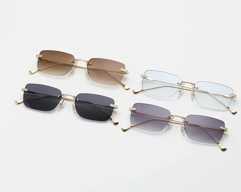 Rimless Square Rectangle Punk Sunglasses