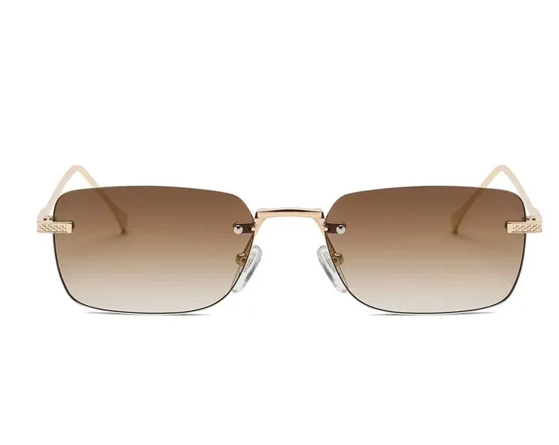 Rimless Square Rectangle Punk Sunglasses