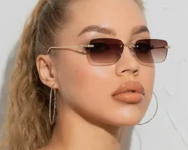 Rimless Square Rectangle Punk Sunglasses