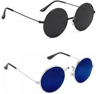 Round Sunglasses (For Men & Women, Red, Black)