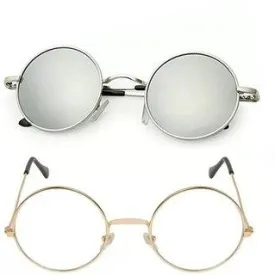 Round Sunglasses (For Men & Women, Silver, Clear)