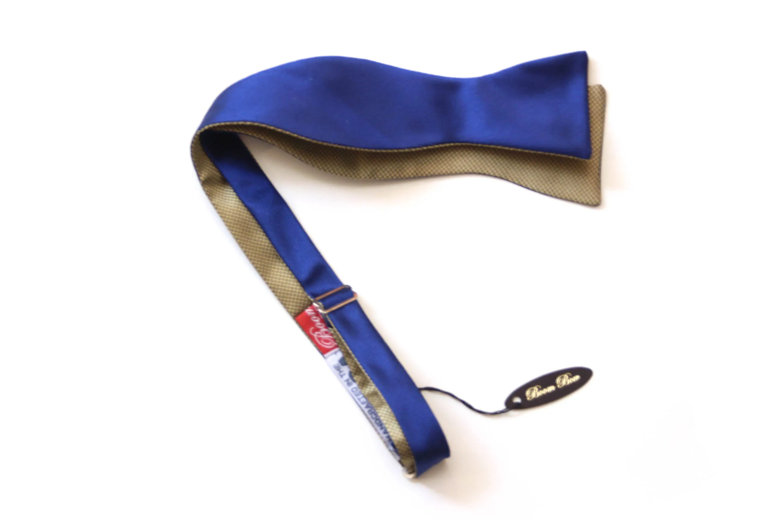 Royal Blue Gold Reversible Self-Tie Bow Tie