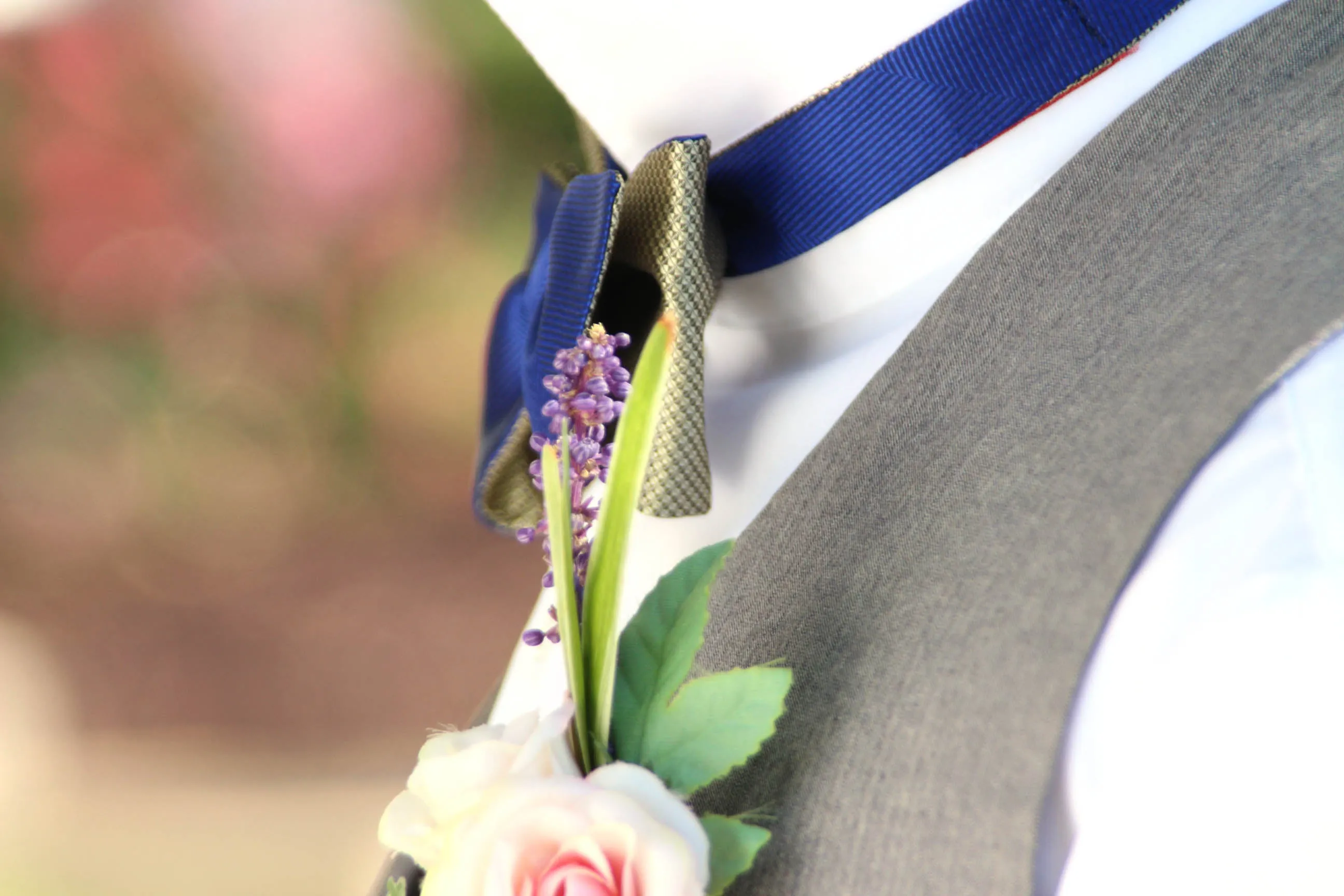 Royal Blue Gold Reversible Self-Tie Bow Tie