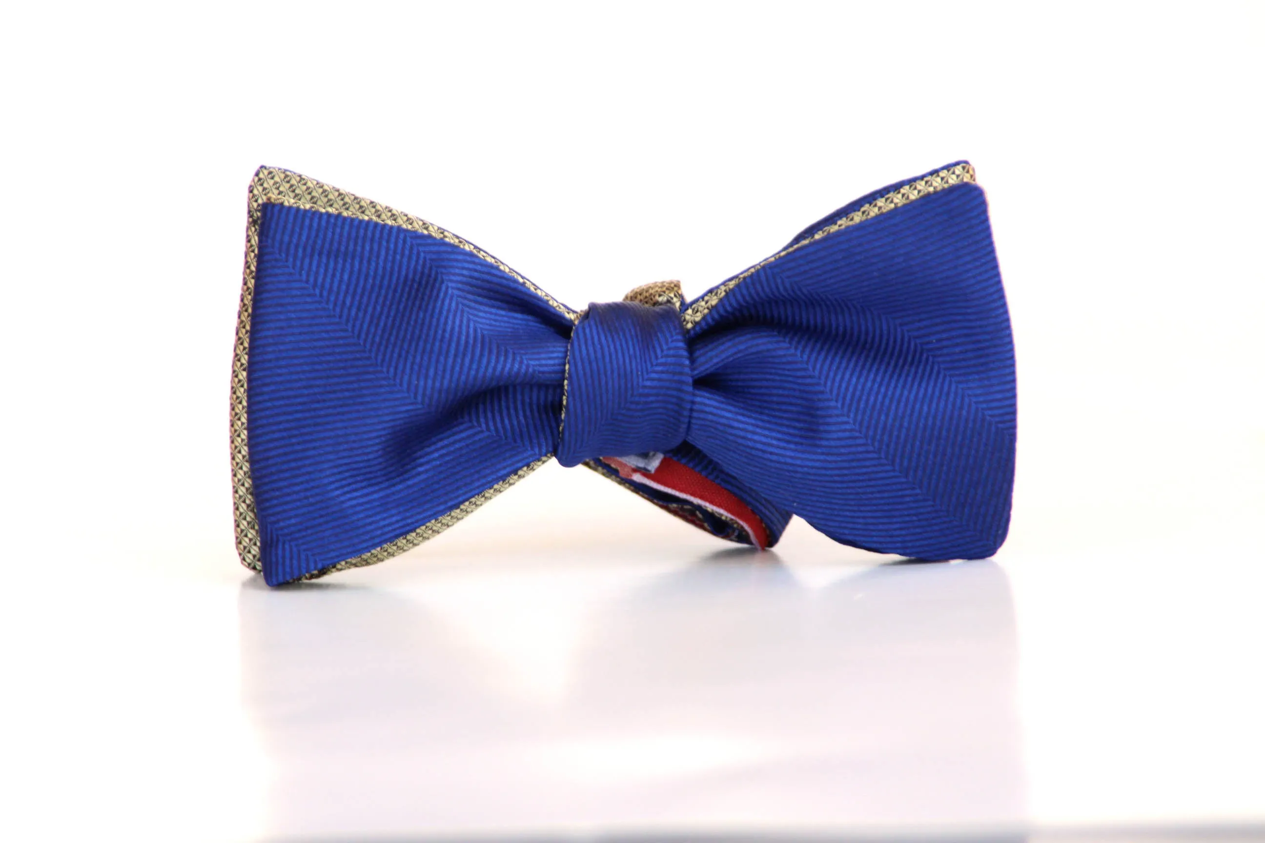Royal Blue Gold Reversible Self-Tie Bow Tie