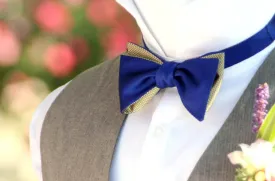 Royal Blue Gold Reversible Self-Tie Bow Tie