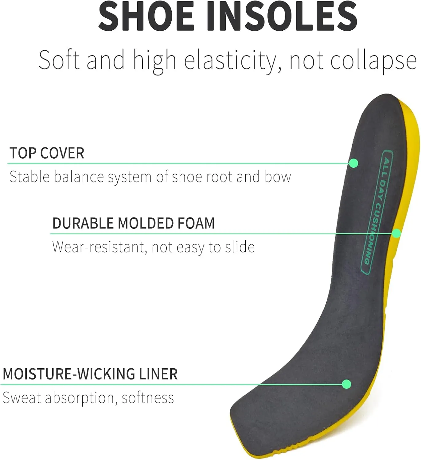Shoe Insoles Replacement for Ariat Men's Shoes, Memory Foam Square Toe Footwear Inserts for Comfortable Light-Weight and Cushion Shock Absorbing (Men9)