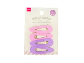Snap hair clip- Matte - 4pcs - Pink & Purple