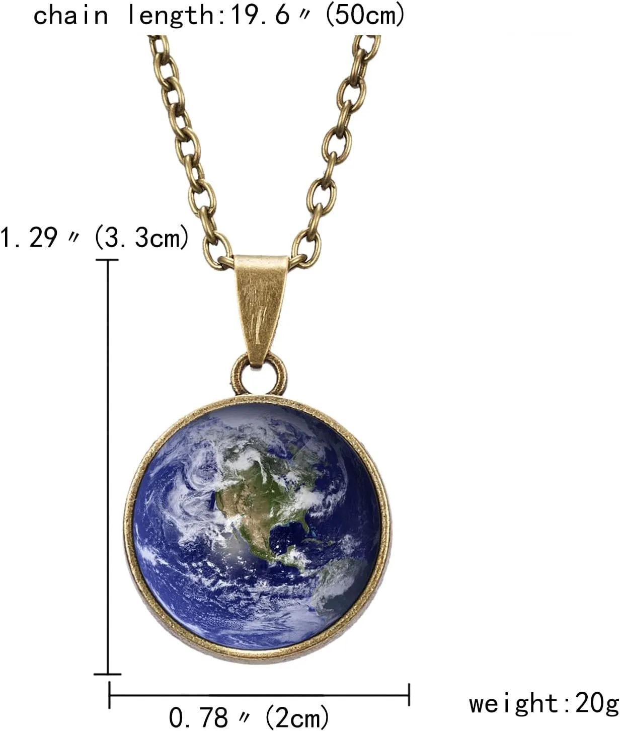 Solar System Necklace Universe Galaxy The Eight Planets Guardian Star Glow in Dark Double Side Glass Luminios Gemstone Ball Necklace for Women Men Friends Gift
