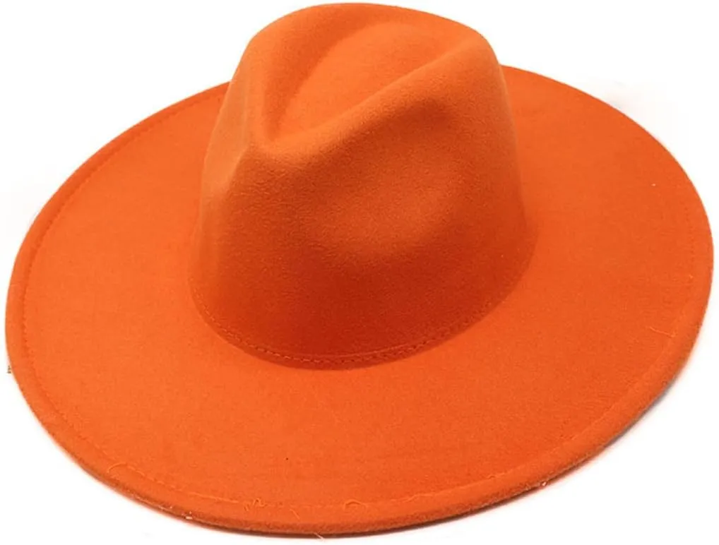 Solid Classic Wide Brim Fedoras Cap Men Women Winter Panama Church Jazz Hat Sombrero Cap