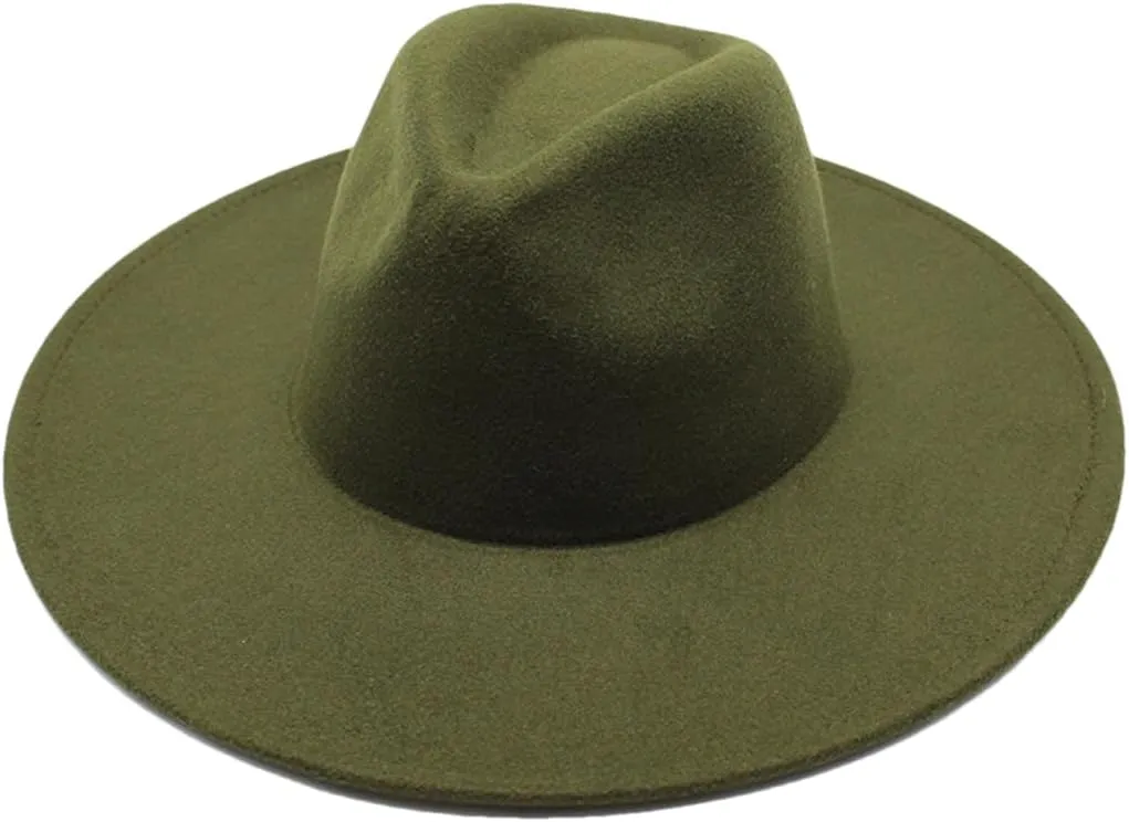 Solid Classic Wide Brim Fedoras Cap Men Women Winter Panama Church Jazz Hat Sombrero Cap
