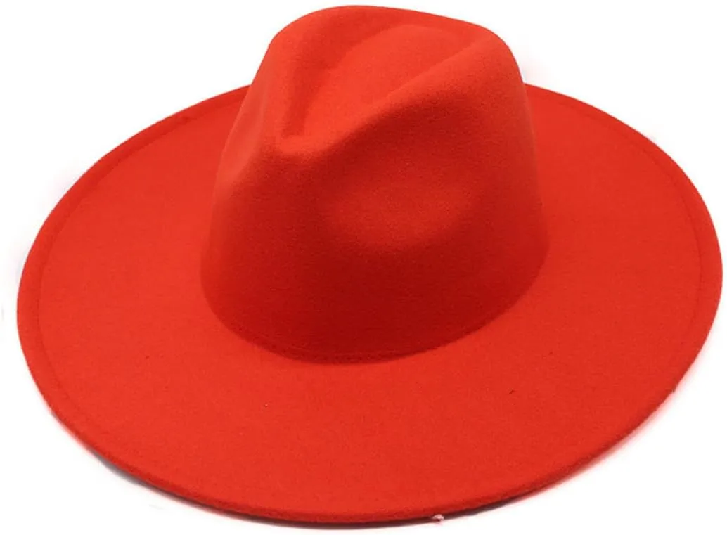Solid Classic Wide Brim Fedoras Cap Men Women Winter Panama Church Jazz Hat Sombrero Cap