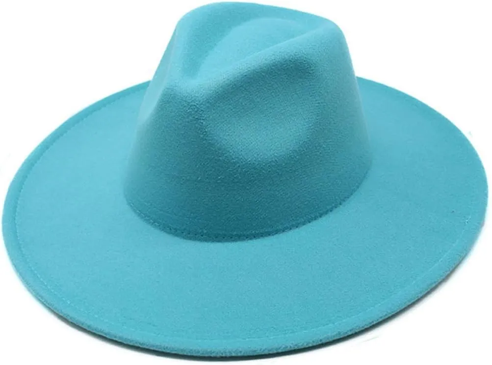 Solid Classic Wide Brim Fedoras Cap Men Women Winter Panama Church Jazz Hat Sombrero Cap