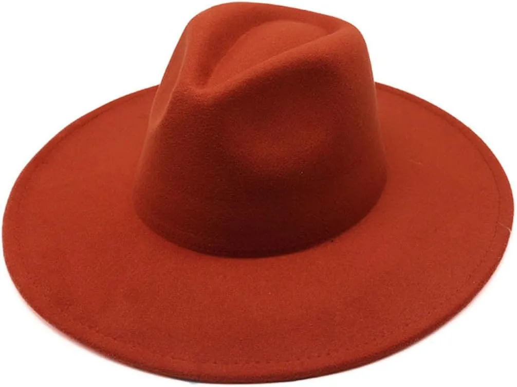 Solid Classic Wide Brim Fedoras Cap Men Women Winter Panama Church Jazz Hat Sombrero Cap