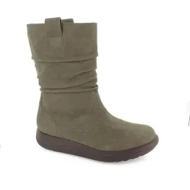 Strive Fleur Ladies Taupe Leather Arch Support Side Zip Mid-Calf Boots