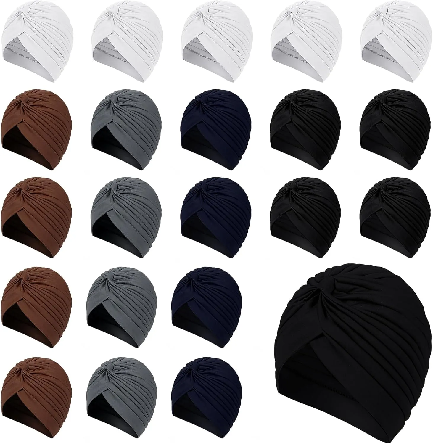 Syhood 22 Pieces Stretch Turbans Chemo Head Wrap Cancer Head Beanie Twisted Turban Cap Cover Hats for Women
