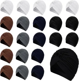 Syhood 22 Pieces Stretch Turbans Chemo Head Wrap Cancer Head Beanie Twisted Turban Cap Cover Hats for Women