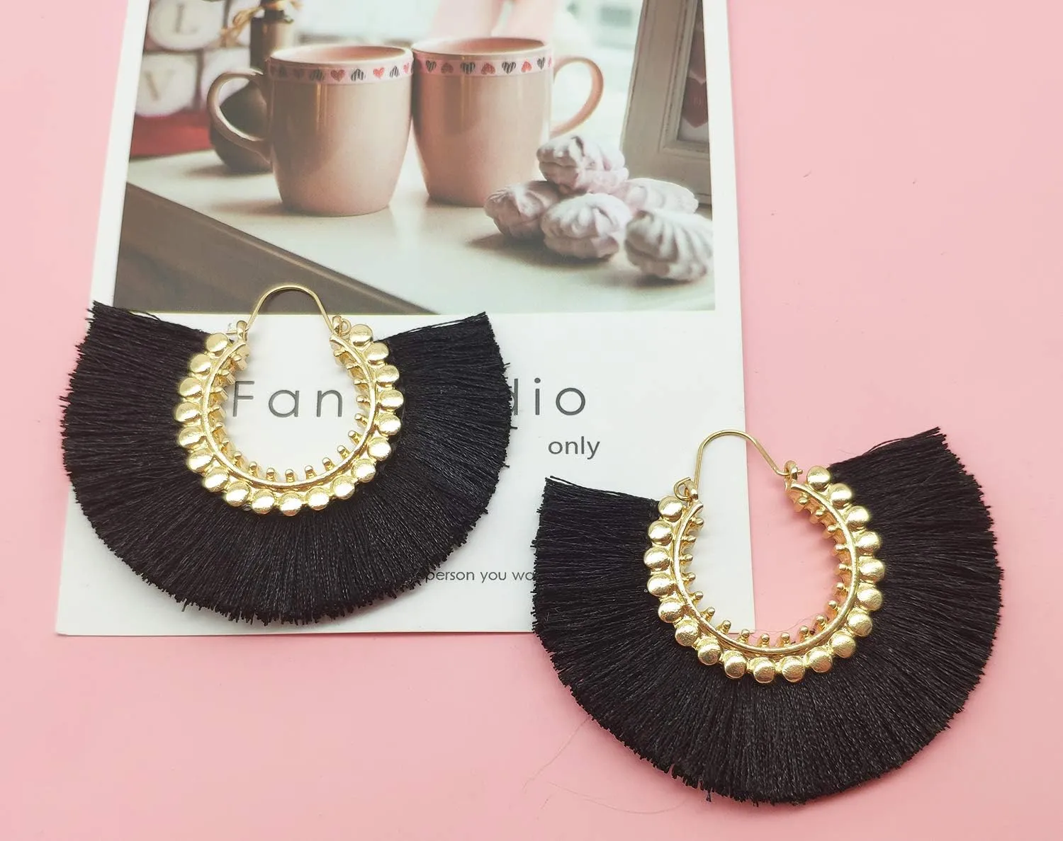 Tassel Hoop Earring Statement Thread Dangle Earrings Stylish Long Fringe Drop Earrings Lightweight Long Swingy French Hook Earrings for Women