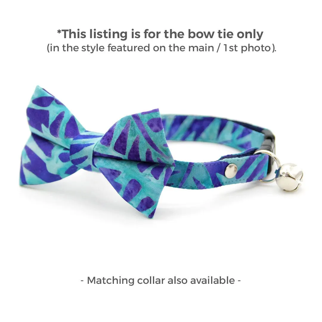 Tropical Cat Bow Tie - "Blue Lagoon" - Blue Bow Tie for Cat / Summer, Beach, Hawaiian, Tiki, Shark, Cool / Cat   Small Dog