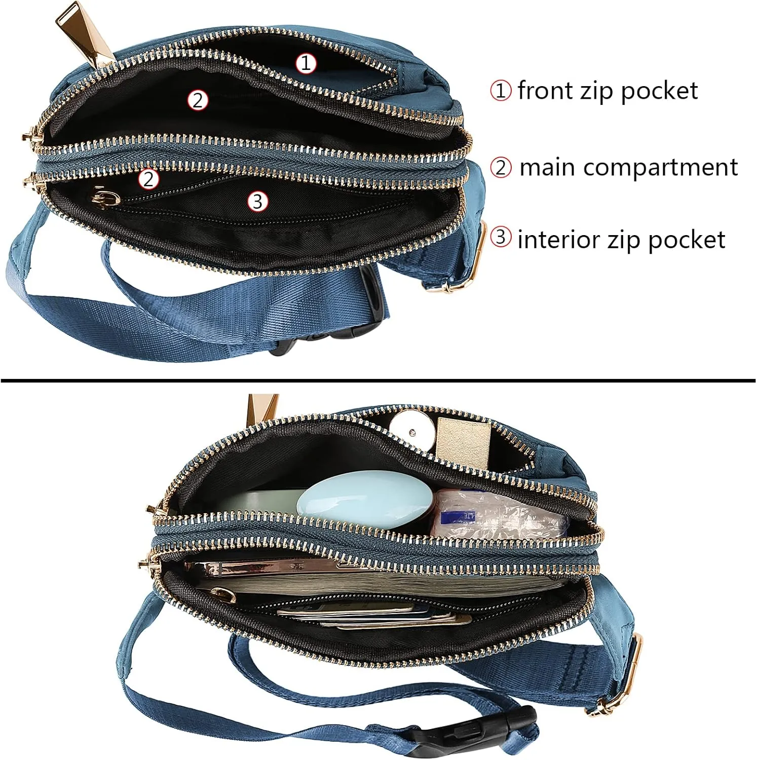 Uromee Fanny Packs for Women Crossbody Belt Bag Nylon Fashion Mini Waist Bag Everywhere Travel Hiking Running Adjustable Strap