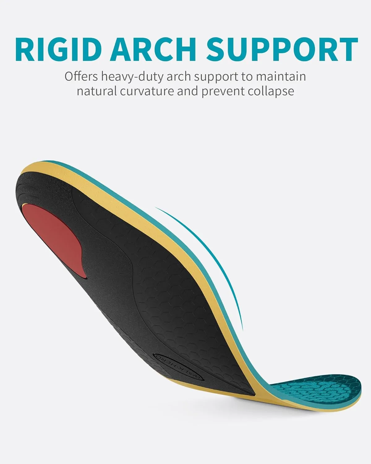 WalkHero Heavy Duty Arch Support Insoles, 220 lbs Plantar Fasciitis Orthopedic Inserts Relieve Pain, Work Boot Orthotics Insoles (Mens 6-6.5 | Womens 8-8.5, Coral Green)