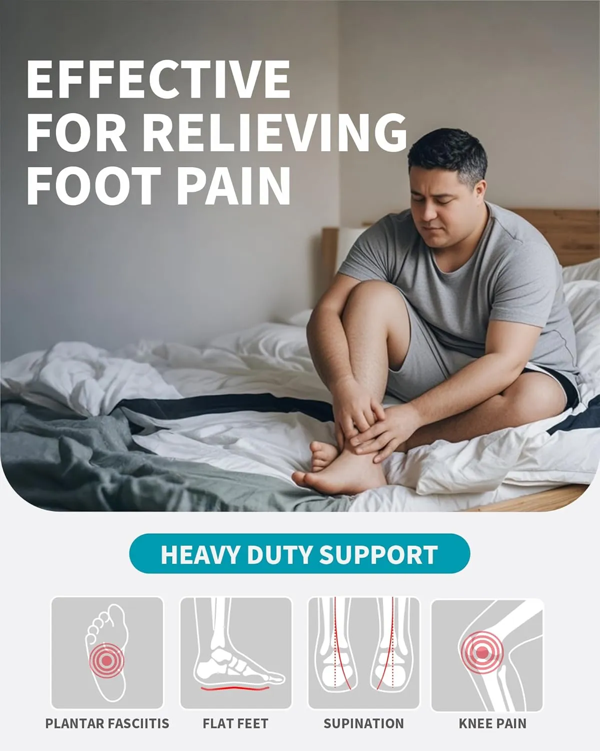 WalkHero Heavy Duty Arch Support Insoles, 220 lbs Plantar Fasciitis Orthopedic Inserts Relieve Pain, Work Boot Orthotics Insoles (Mens 6-6.5 | Womens 8-8.5, Coral Green)