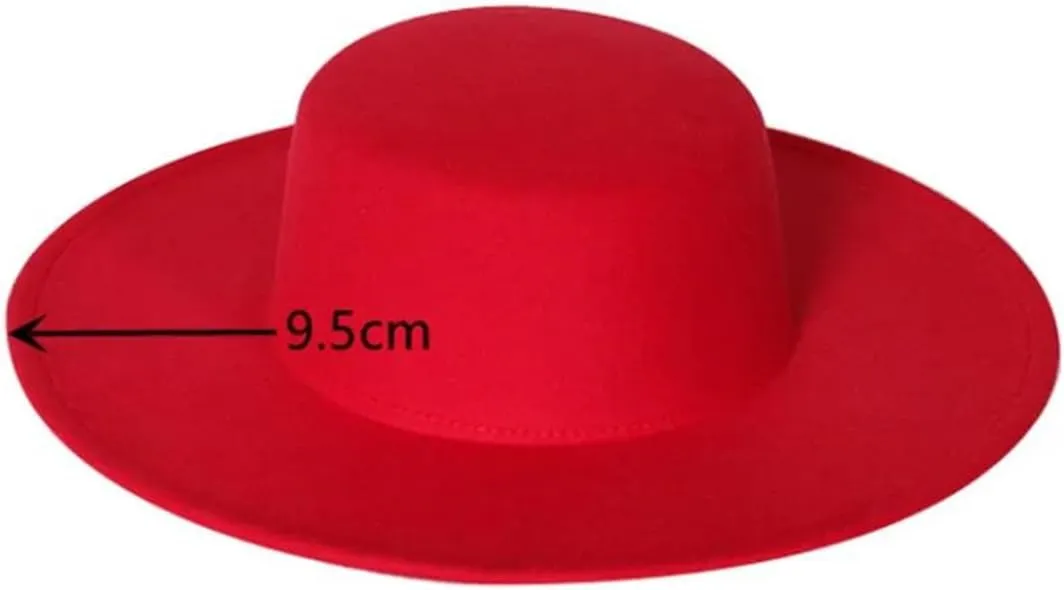 Women and Men Brim Fedora Hat Flat Brim Top Jazz Hat Solid Panama Cap Casual Party Church Hat