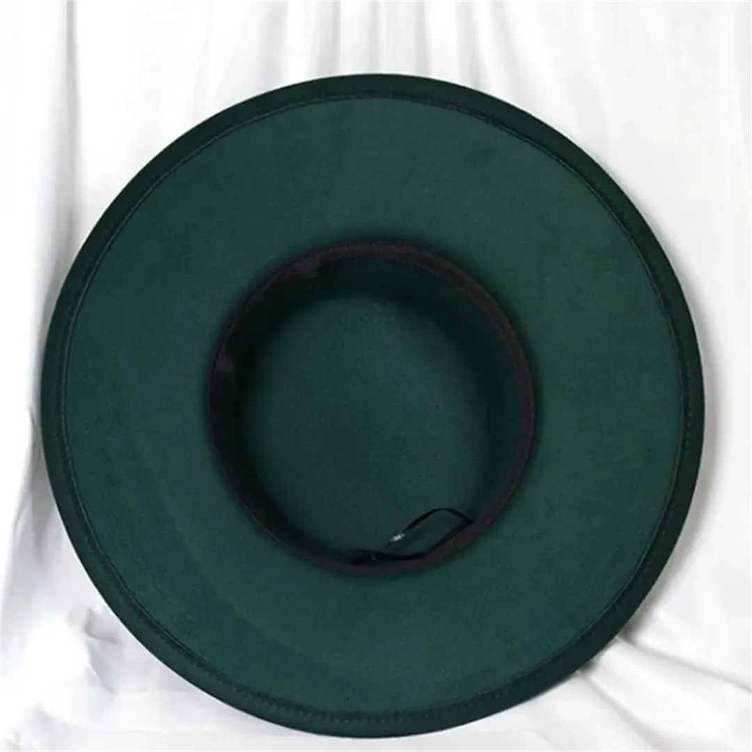 Women and Men Brim Fedora Hat Flat Brim Top Jazz Hat Solid Panama Cap Casual Party Church Hat