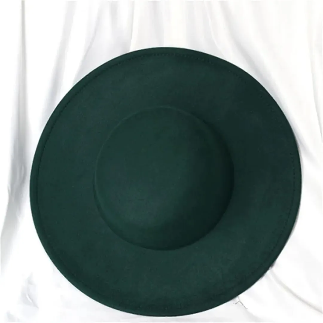 Women and Men Brim Fedora Hat Flat Brim Top Jazz Hat Solid Panama Cap Casual Party Church Hat