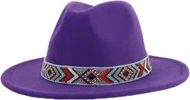 Women Fedoras Accessories Colorful Beads Wide Edge Jazz Hat Men Panama Hat Sombrero 2 M55-58cm