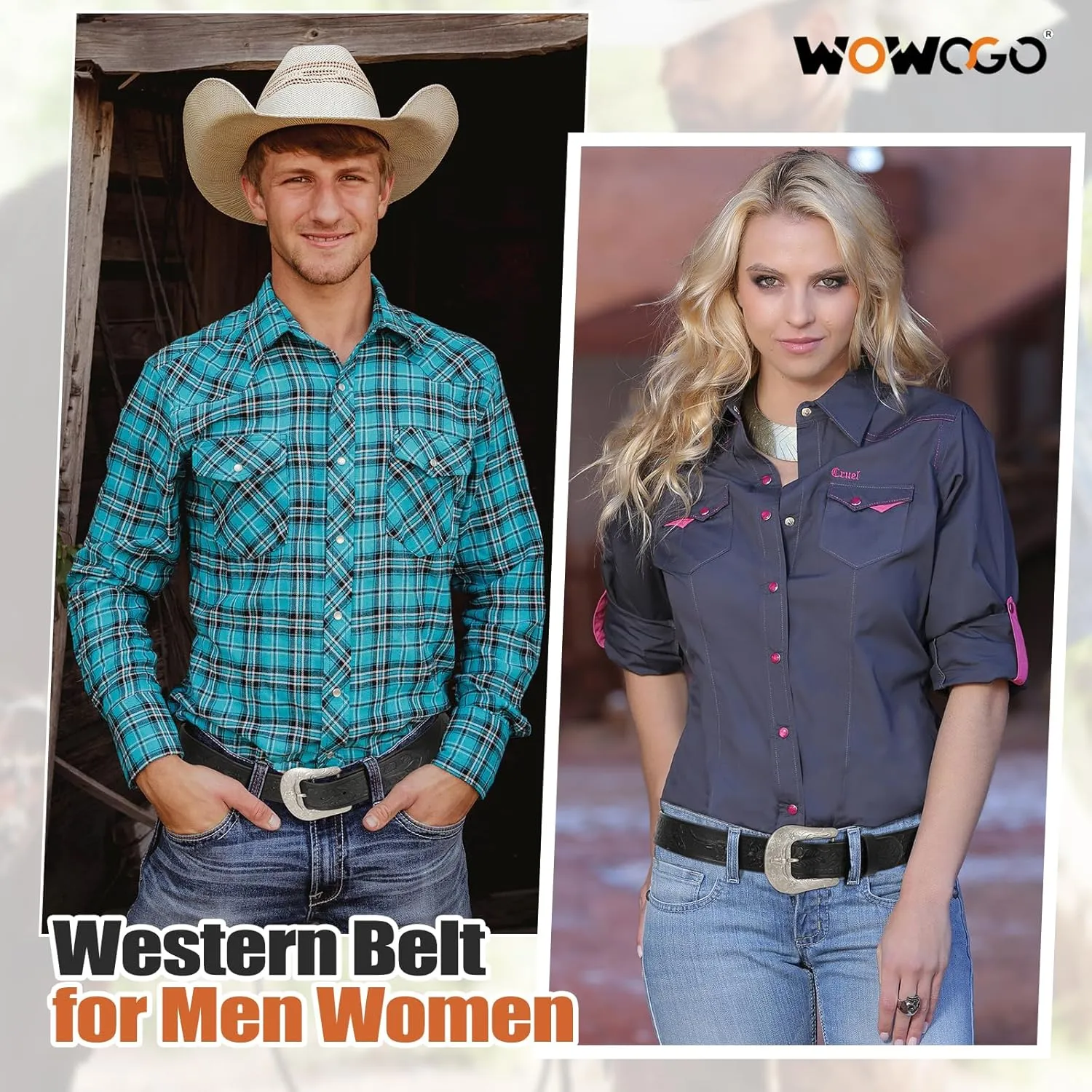 Women Men Western Belts Cowboy Cowgirl Country Belt Longhorn Bull Buckle Floral Embossed Belt for Jeans Dresses