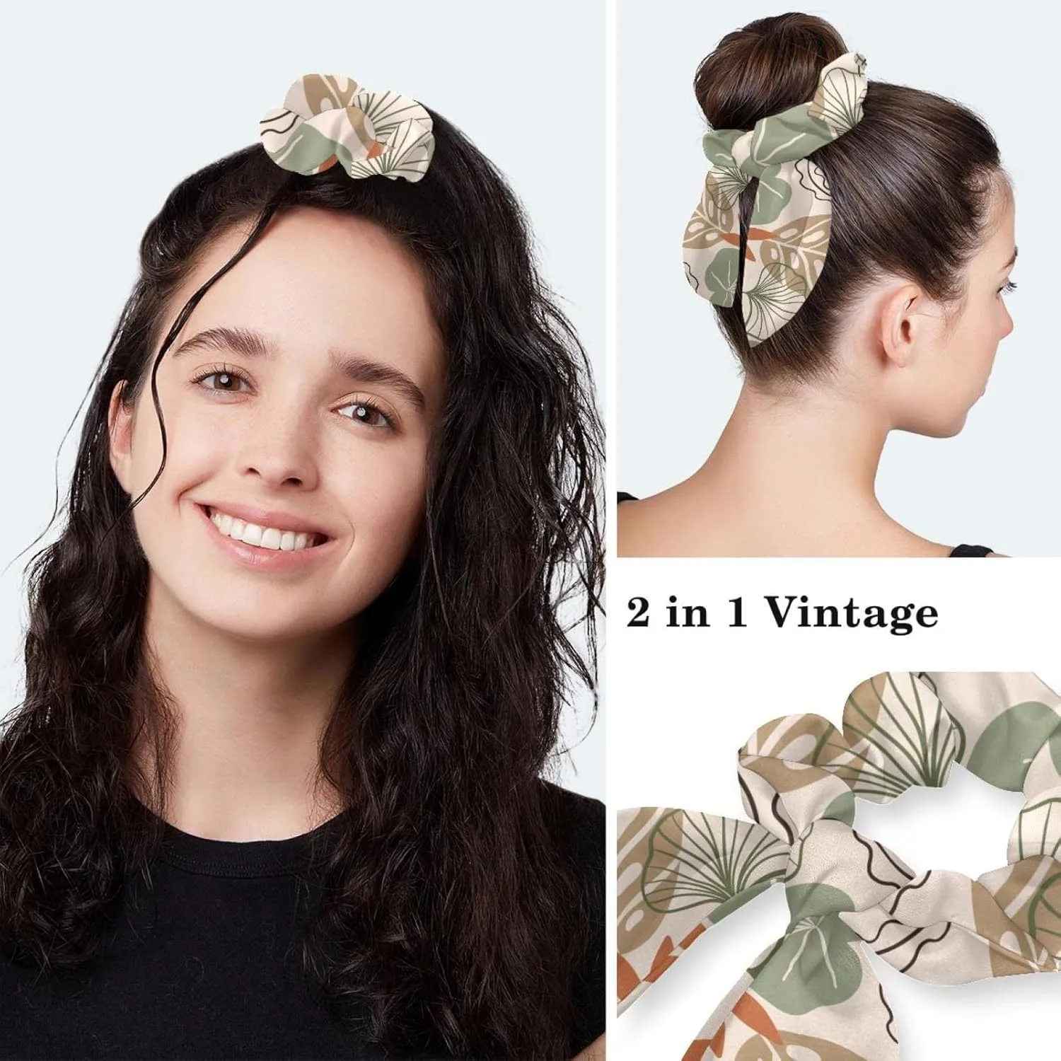 Women Working Cap with Buttons Bouffant Hat Autumn Leaves Nurse Scrub Caps Long Hair