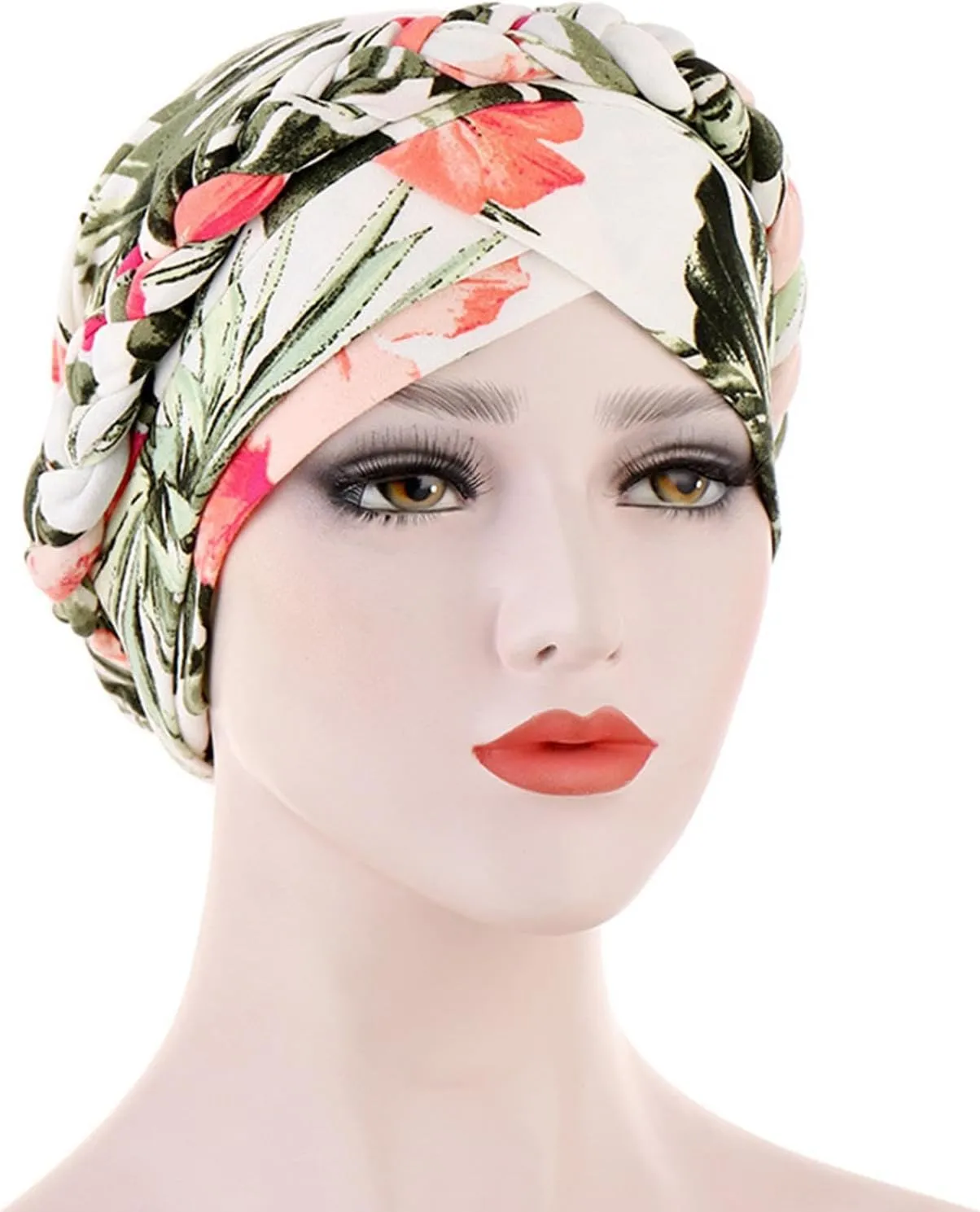 Womens Print Chemo Cancer Cap Braid Hair Cover African Pre-Tied Twisted Head Turbans Hats Head Wraps