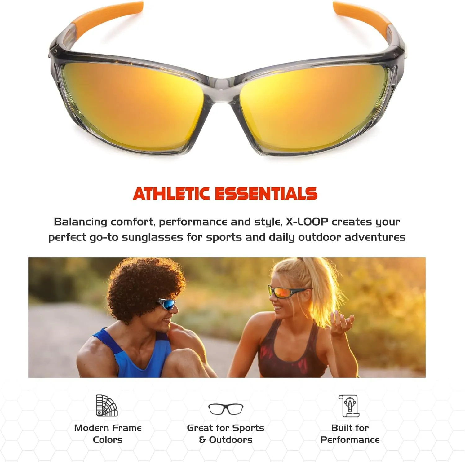 X LOOP Polarized Sports Sunglasses for Men - UV400 Baseball Running Cycling Golf Glasses