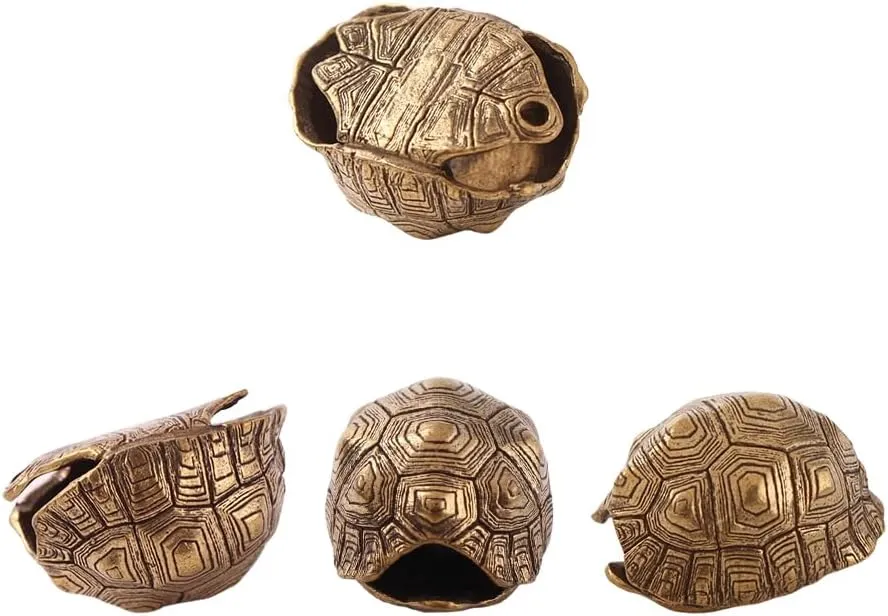 Ximimark 4pcs Rich Brass Turtle Bell Keychain Pendant for Men - Unique Keyrings & Keychains with Creative Design, Box Bag Packaging, and Stylish Accessory for Everyday Carry